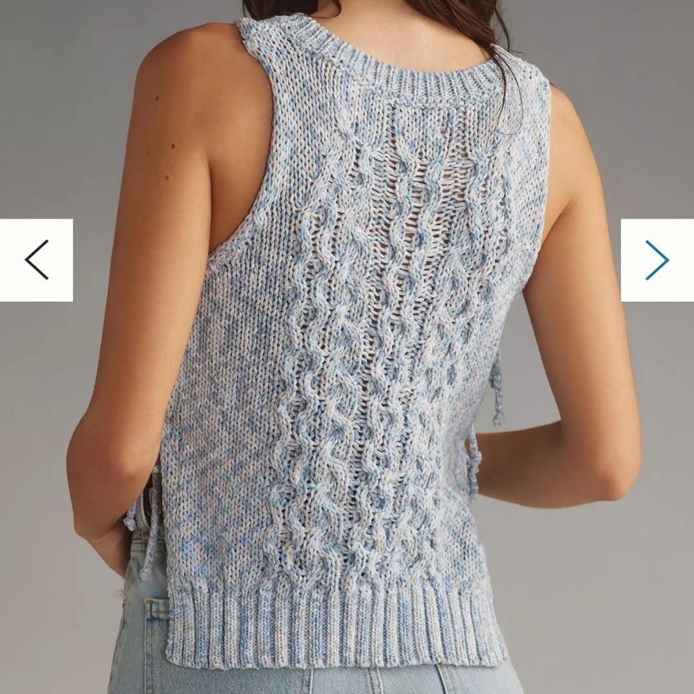 Pilcro for Anthropologie Blue Knit Side-Tie Sweater Tank, NWT, Medium - Picture 3 of 6